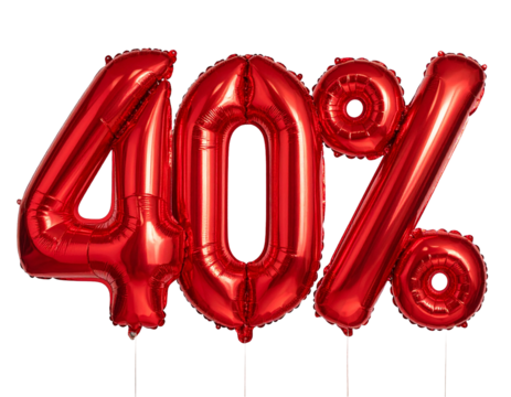 40 percent discount balloon theme number isolated on white background