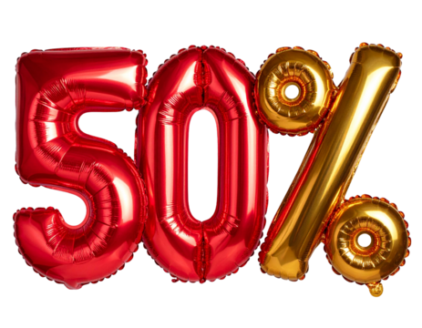 50 percent discount balloon theme number isolated on white background