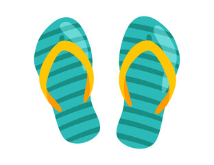 Turquoise flip flops summer vacation footwear illustration