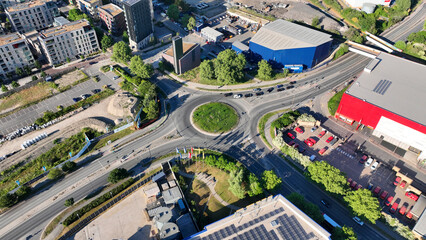 Aerial drone photo of scenic village of Greenwich and Peninsula of Northern part, London, United...