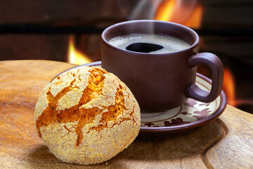 Breakfast with Portuguese cornbread.