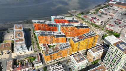 Aerial drone photo of scenic village of Greenwich and Peninsula of Northern part, London, United...
