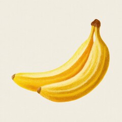 A bunch of ripe yellow bananas with subtle brown spots on a light background