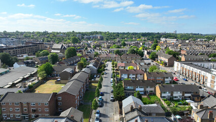 Aerial drone photo of scenic village of Greenwich and Peninsula of Northern part, London, United...