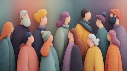 A Diverse Group of People Standing Together in Colorful Textured Clothing