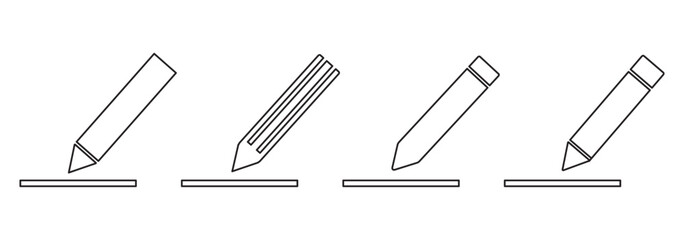 Edit text isolated icon, draw line pencil linear icon, editing content outline vector icon with editable stroke.