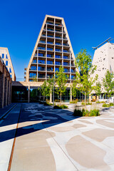 Contemporary housing development on in Copenhagen, Denmark. Contemporary, futuristic Scandinavian architecture.	
