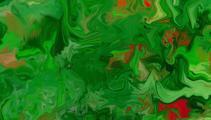 Abstract green and red swirling paint texture