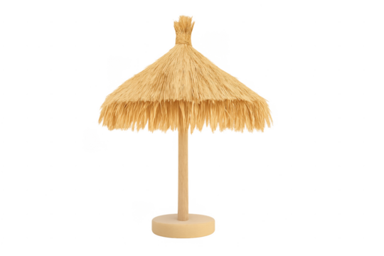 Straw beach umbrella providing shade for summer vacation