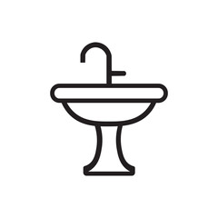 Minimalist Bathroom Sink Icon Vector Illustration
