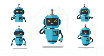 Cute retro cartoon android vector illustration of a blue robot with a red heart, perfect for fun vintage technology designs or a futuristic Christmas icon