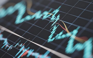 Close up financial chart with uptrend line graph in stock market on monitor background.rising trend lines
