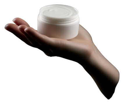 PNG Cream container hand holding finger.