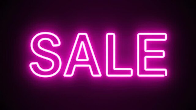 Glowing pink neon sign flashing the word sale in a captivating manner. Dynamic text used for advertising business promotions, special deals, and savings - Powered by Adobe