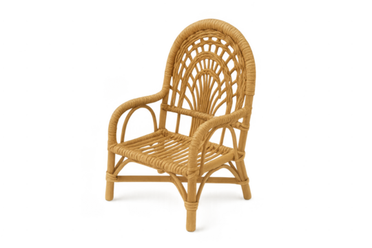 Rattan wicker chair isolated and transparent background design