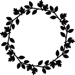 Naklejka premium Illustrator floral leaves wreath botanical decorative frame silhouette vector