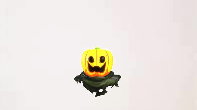 Pumpkin horror face front laughing motion video green screen or chroma key background video