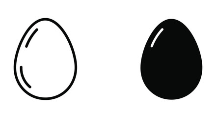 Egg outline and solid black icon design. simple graphic representation of food