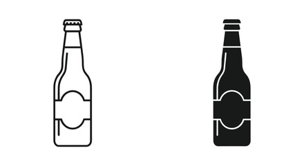 Alcohol beer bottle outline and glyph vector icons for beverage design