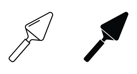 Cake server and spatula icons, outline and solid style, for serving desserts