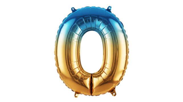 Celebrate zero years with a radiant blue and golden balloon for anniversaries and special occasions
