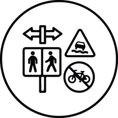Illustrator traffic road signs collection pictogram information Silhouette vector
