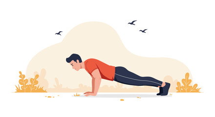 Man Doing Push Up Exercise Outdoors