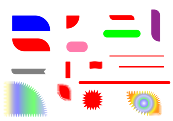 Abstract geometric shapes and vibrant colors on a black background