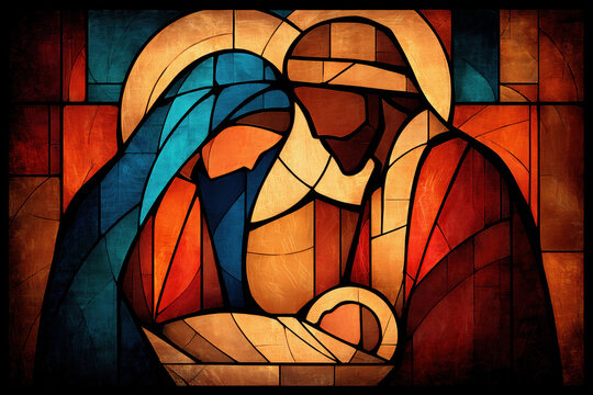 Holy Family Mary Joseph and Jesus Abstract Artistic Illustration