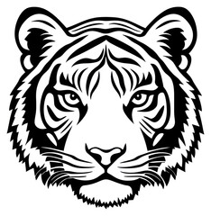 PNG Simple tiger face linear illustration wildlife animal.