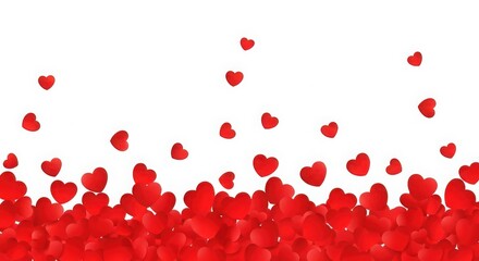 Floating red hearts background on white for valentine concept
