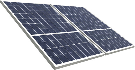 Modern solar panels reflecting sunlight on a clean white background, symbolizing renewable energy and sustainability.