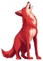 Naklejka premium PNG Crimson Coyote Howling illustration wildlife howling.