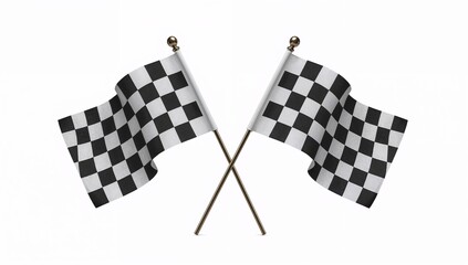 Naklejka premium Two Crossed Checkered Flags Signifying the Start or Finish of a Competitive Race Event