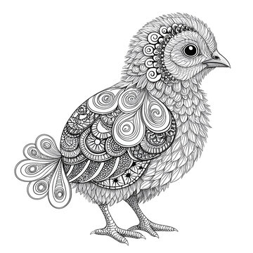 chick zentangle arts isolated on white background