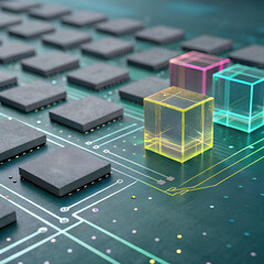 Isolated printed circuit board with computer chip, electronic components, and digital processor hardware