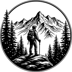 Lone Trekker in the Mountains