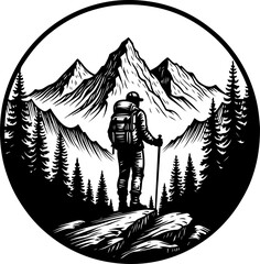 Lone Trekker in the Mountains