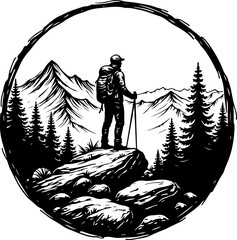 Lone Trekker in the Mountains