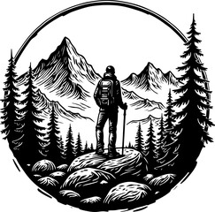 Lone Trekker in the Mountains