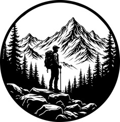 Lone Trekker in the Mountains