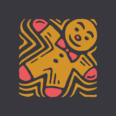 Gingerbread Man on Abstract Background Illustration