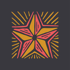 Stylized Starburst Shape with doodle Design