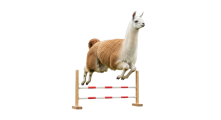 Llama jumping over hurdle isolated PNG with Transparent Background