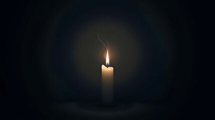 International Holocaust Remembrance Day: Single Candle Flame in the Dark.