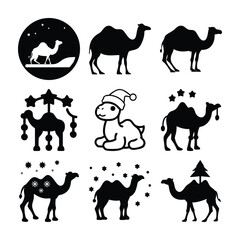 Collection of christmas and nativity themed camel silhouettes