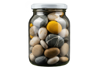 Pebbles in a glass jar for decoration idea