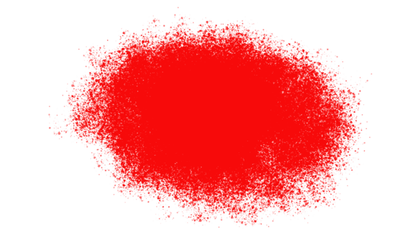 Abstract red splatter paint blot on black background