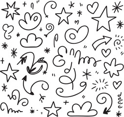 PrintBold black ink doodles combining loops, zigzags, spirals, and freeform sketch elements creatively.