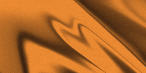 Abstract background of orange color with smooth lines and grainy texture